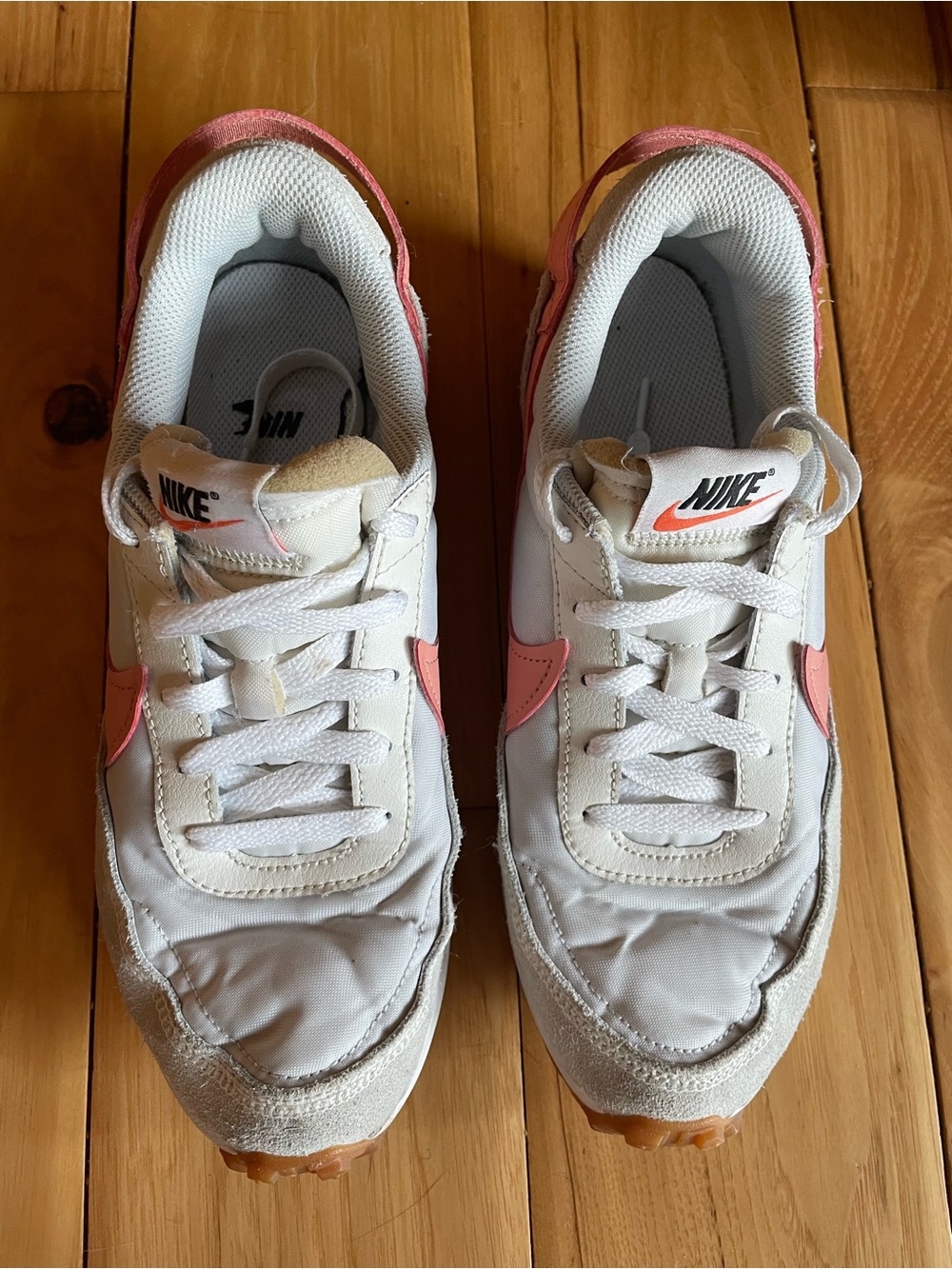 Nike Women White & Coral Accent Retro-Style Sneakers